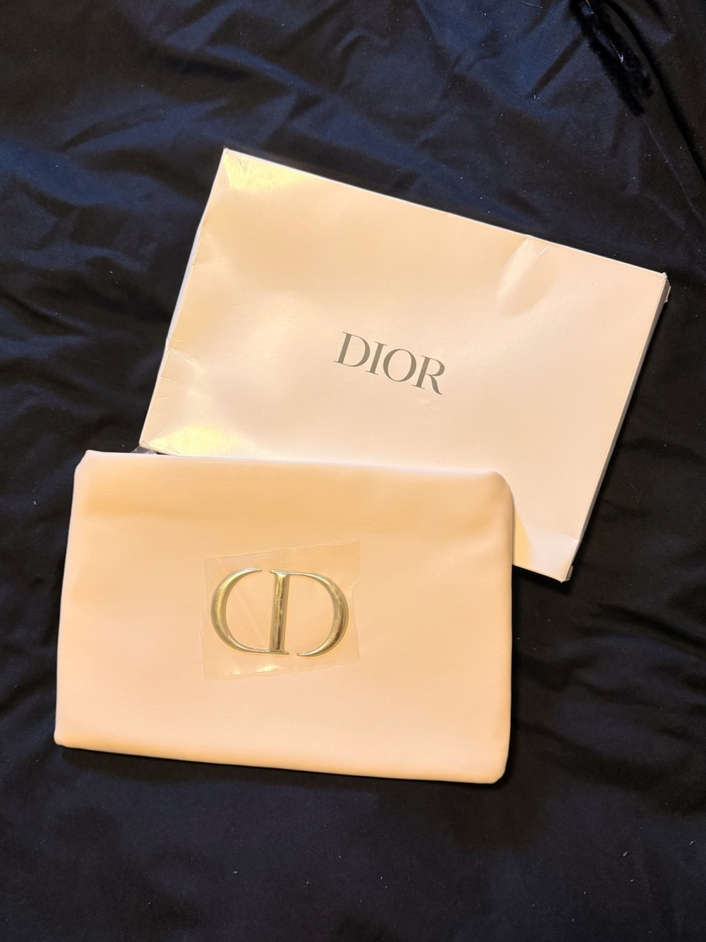 DIOR Women's Cream Leather Makeup Pouch